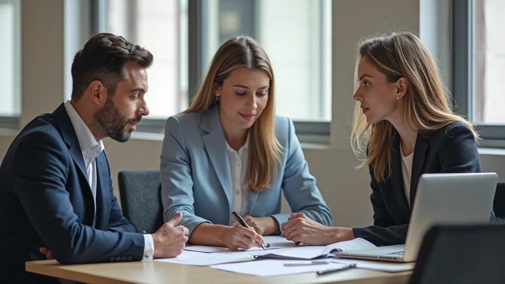 Diverse team of HR professionals collaborating on strategic planning documents