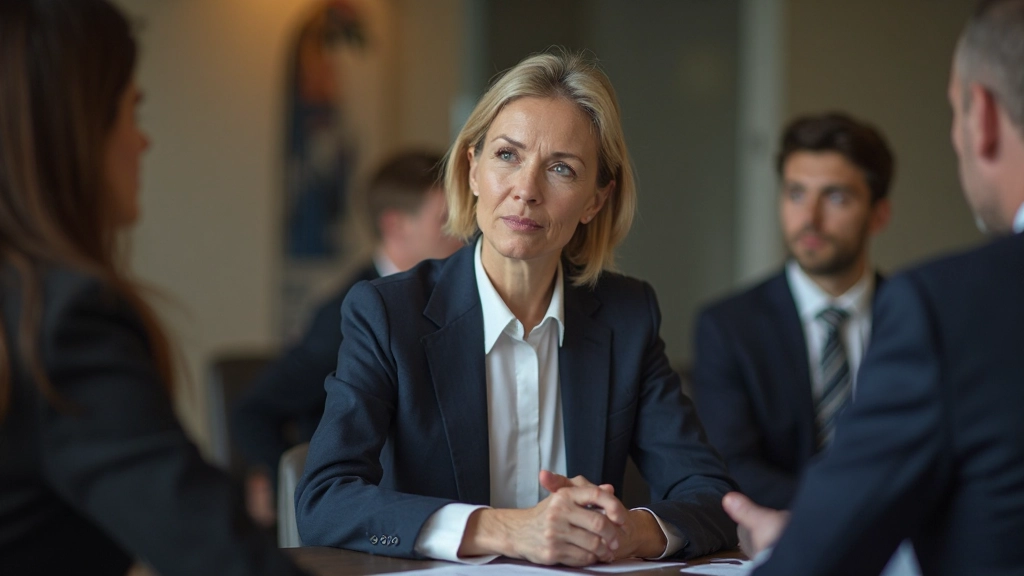 Senior executive leading leadership development program with managers in professional setting