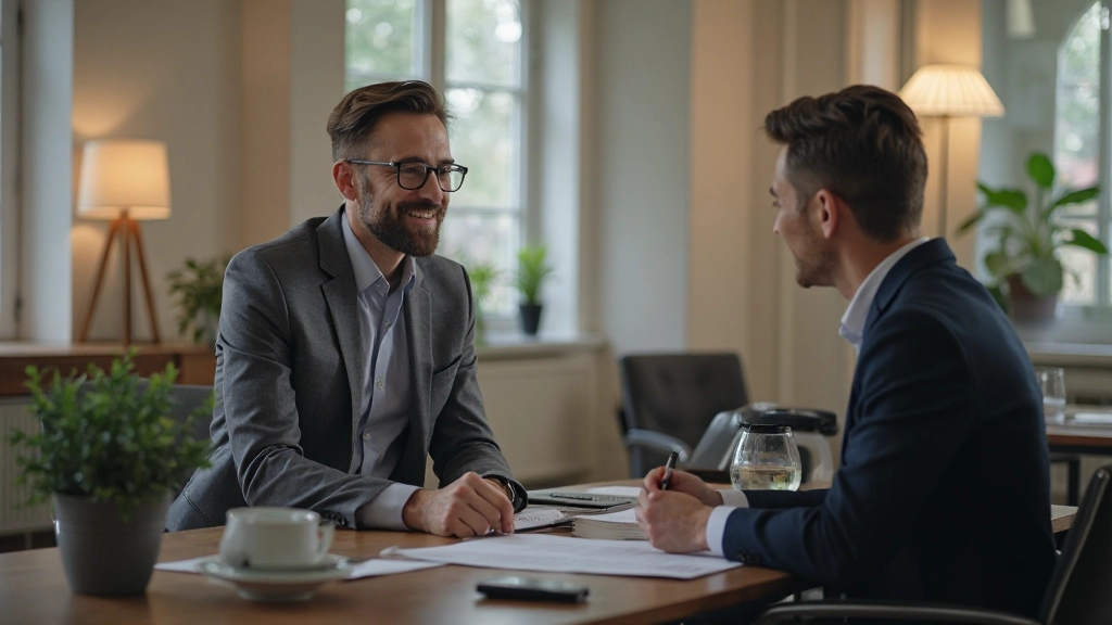 Manager providing coaching and feedback to employee during performance development session