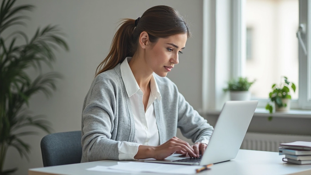 HR professional analyzing employee engagement metrics and organizational performance data on laptop